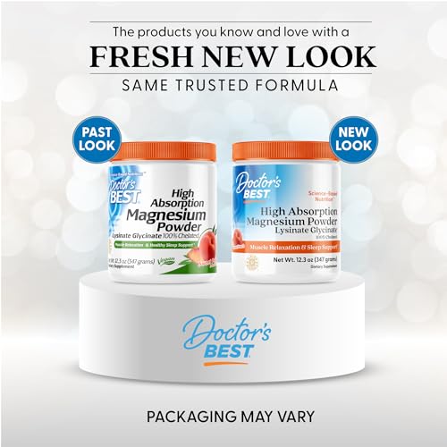 Scoop of Doctor's Best peach magnesium powder showing easy dosing for energy support.
