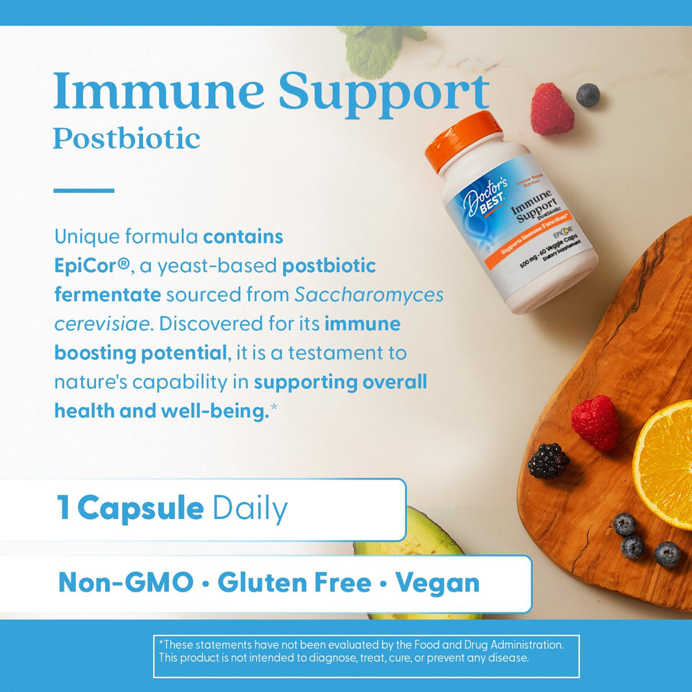 Doctor's Best Immune Support veggie capsules with plant-based, gluten-free ingredients