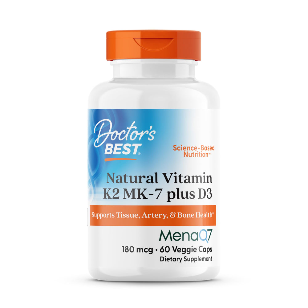 Doctor's BEST K2 MK-7 + D3 bottle front highlighting bone support