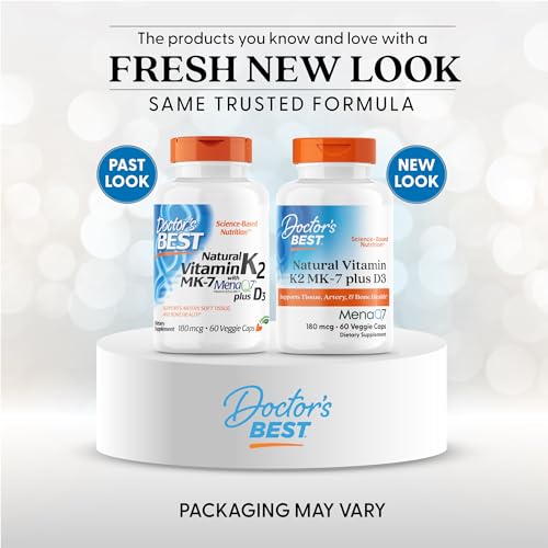 Doctor's BEST K2 MK-7 + D3 bottle label featuring MenaQ7 bioavailability