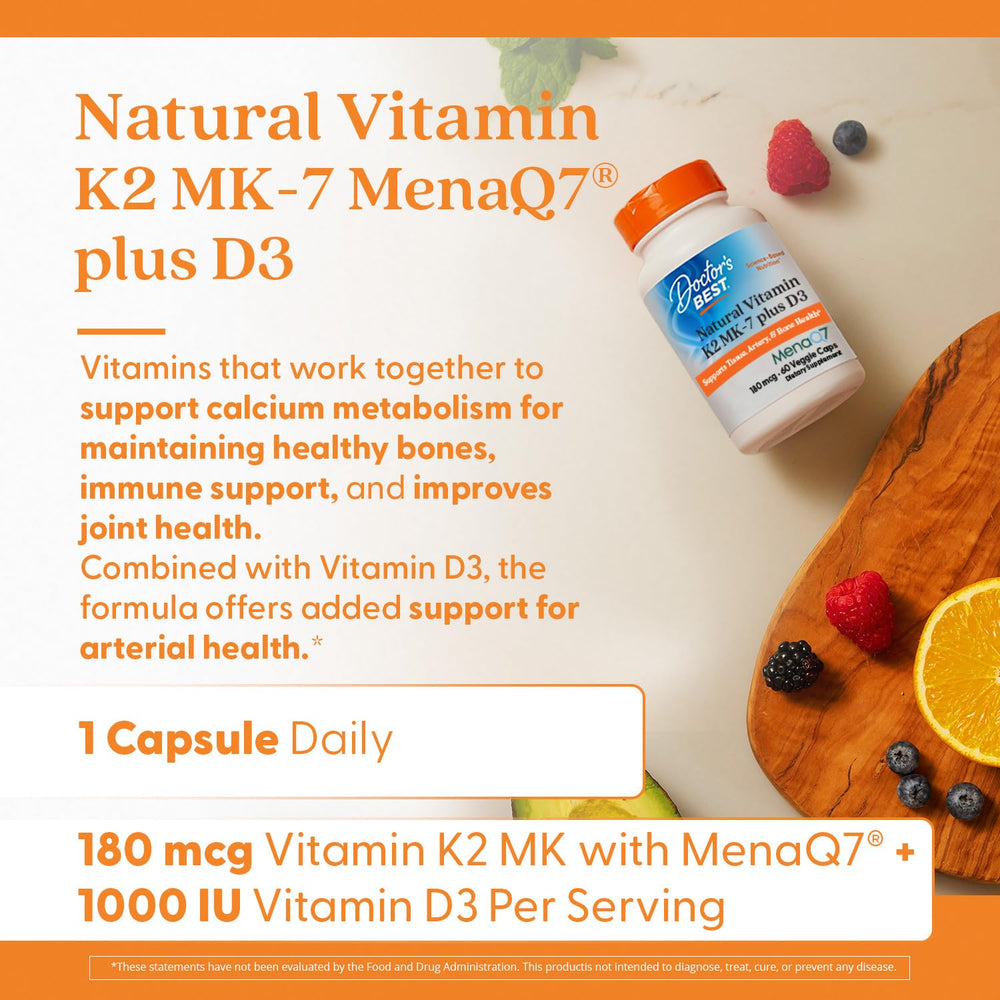 Doctor's BEST K2 MK-7 + D3 ingredients list with MenaQ7