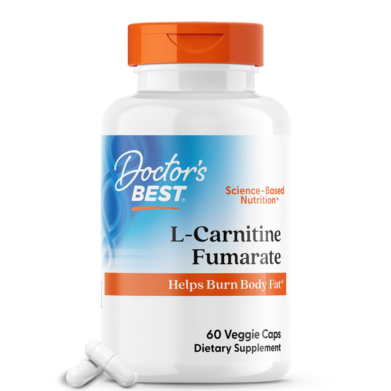 Doctor's Best L-Carnitine Fumarate bottle front supports energy and fat metabolism.