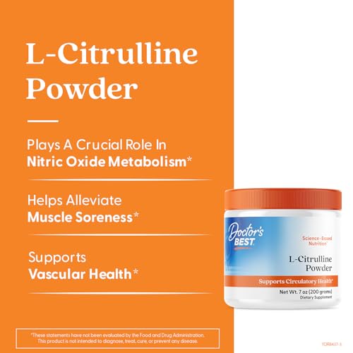 Doctor's Best L-Citrulline powder dissolving in glass to support circulation.