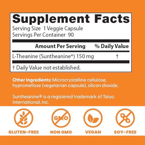 Doctor's Best L-Theanine Suntheanine bottle on desk suggests easy daily use.