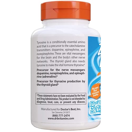 Doctor's Best L-Tyrosine bottle with notebook for focus planning.