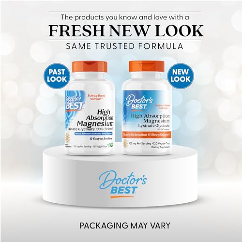Doctor's Best high absorption magnesium lysinate glycinate capsules promoting steady nerve function.