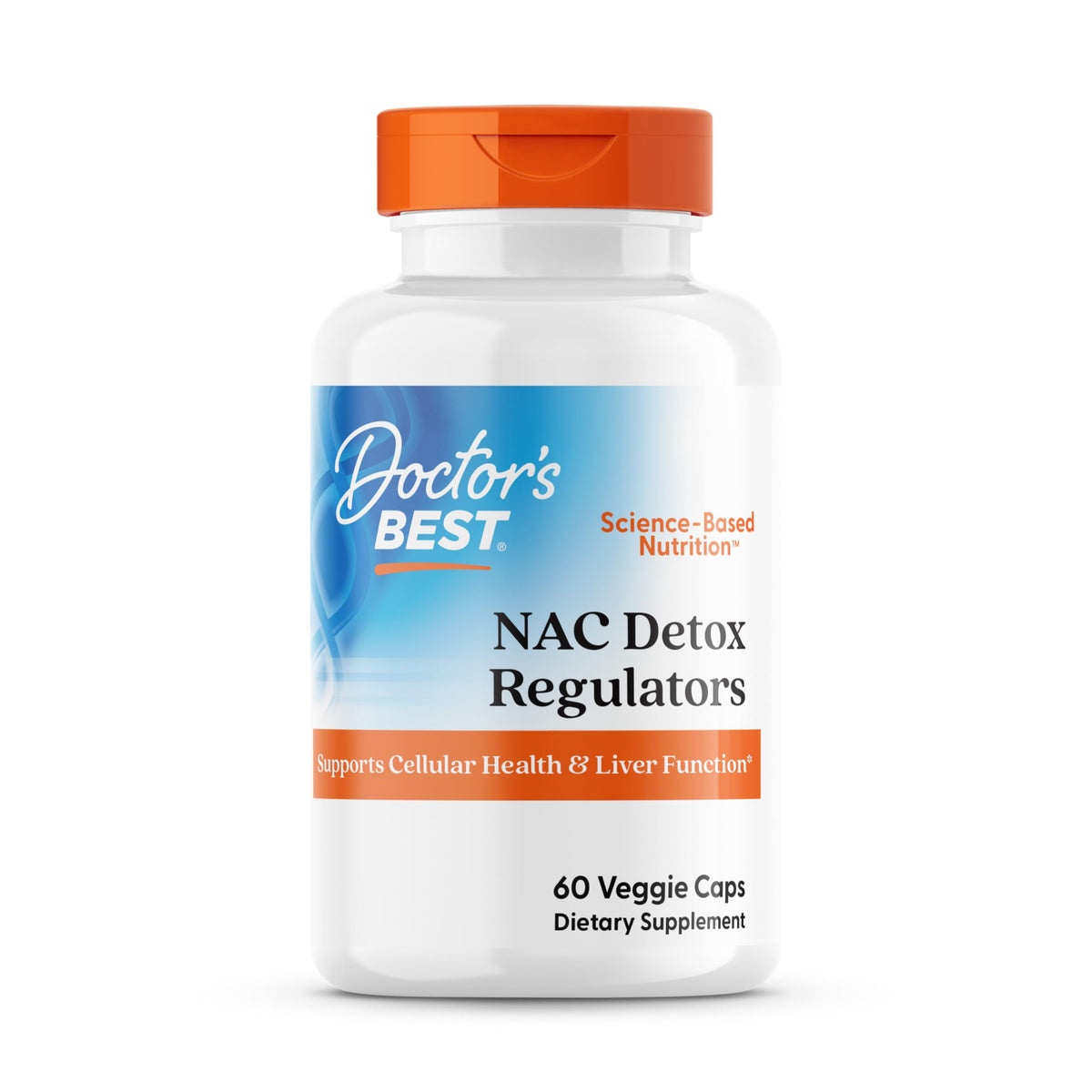 Doctor's Best NAC Detox Regulators bottle pours for daily antioxidant support