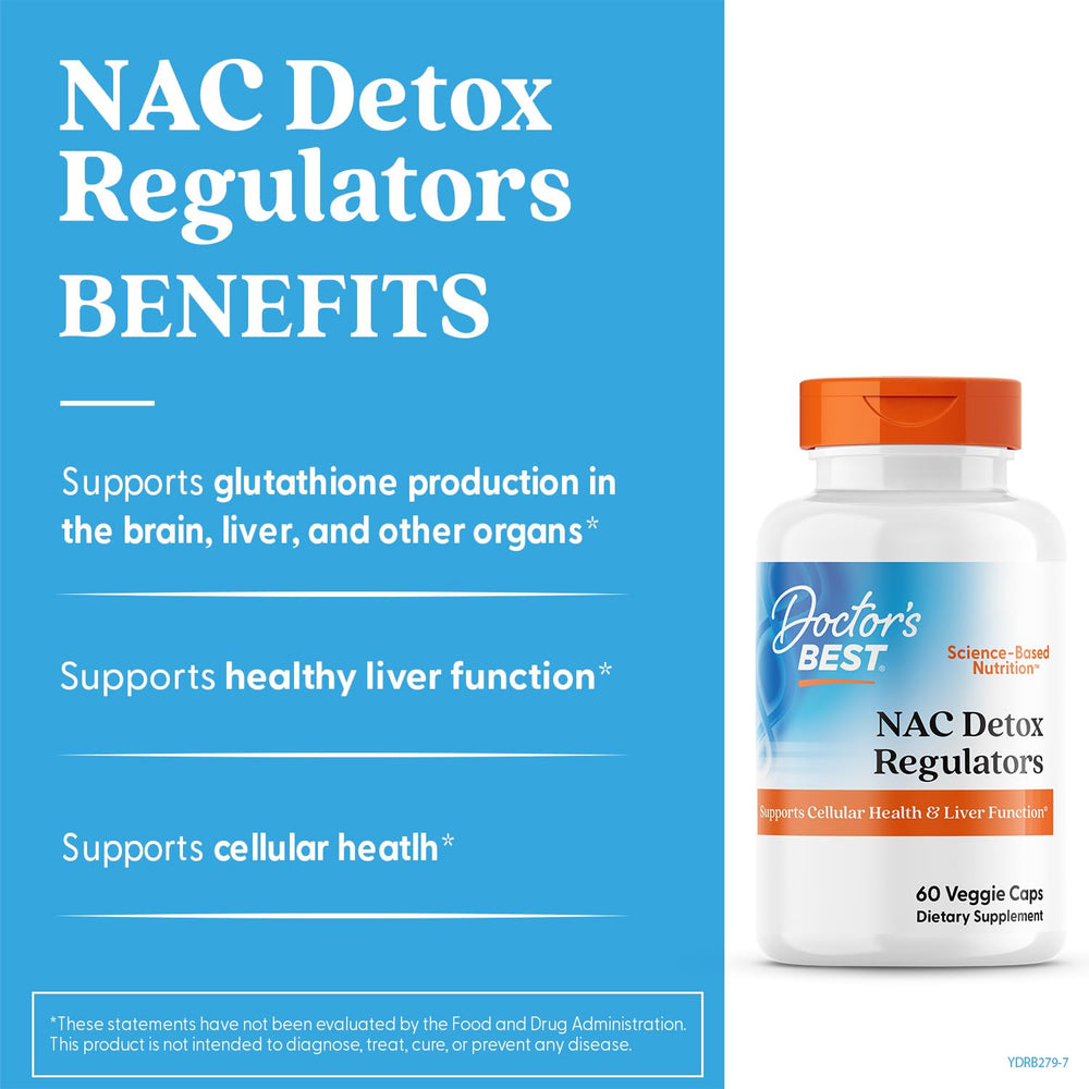 Doctor's Best NAC Detox Regulators boxed set on wood surface