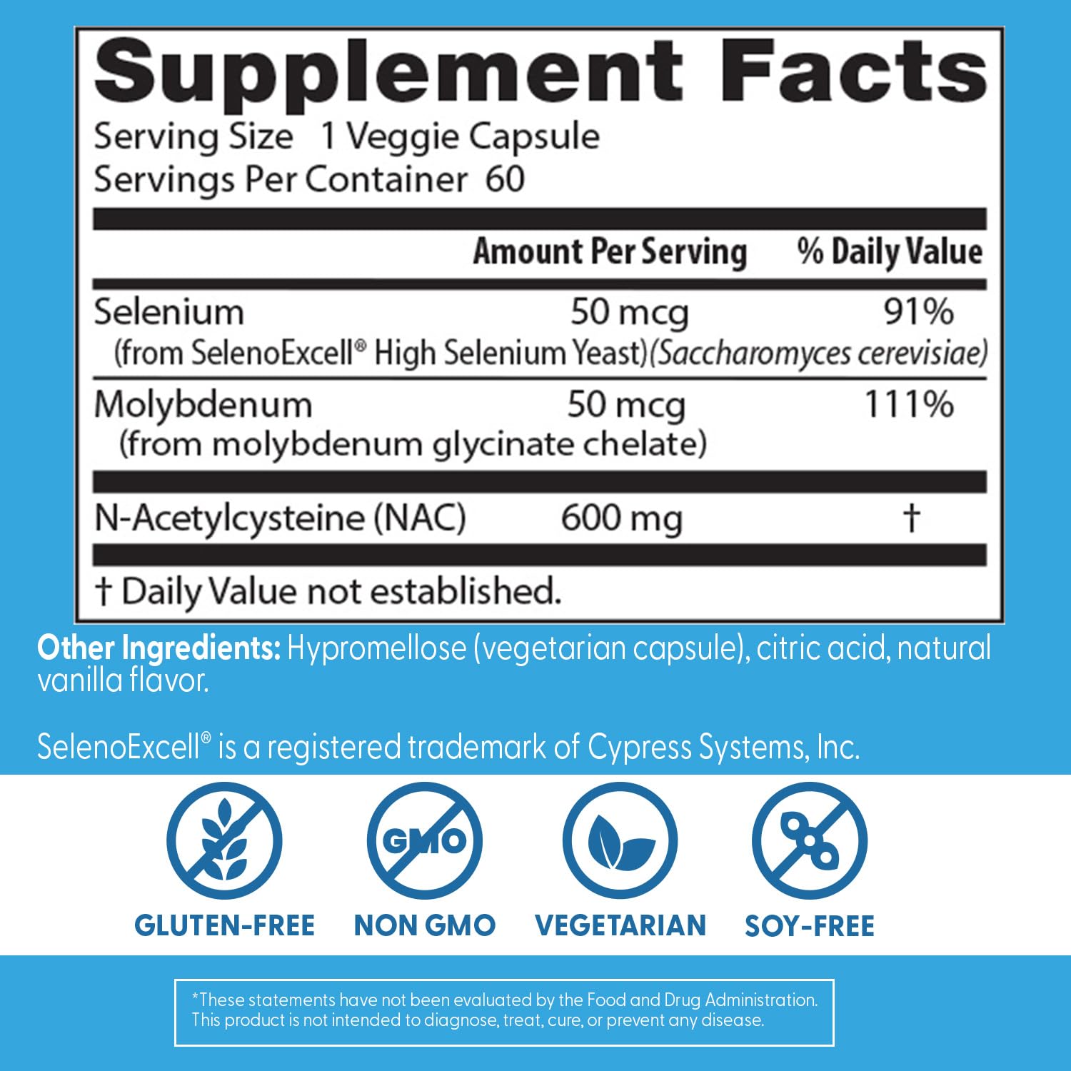 Doctor's Best NAC Detox Regulators label detail showing ingredients