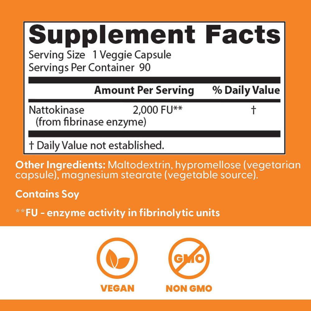 Doctor's BEST nattokinase vitamin K removed label emphasizing clean enzyme delivery