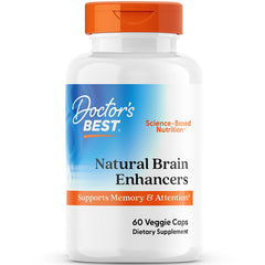 Doctors Best Natural Brain Enhancers bottle label highlights vegan formula for cognitive support