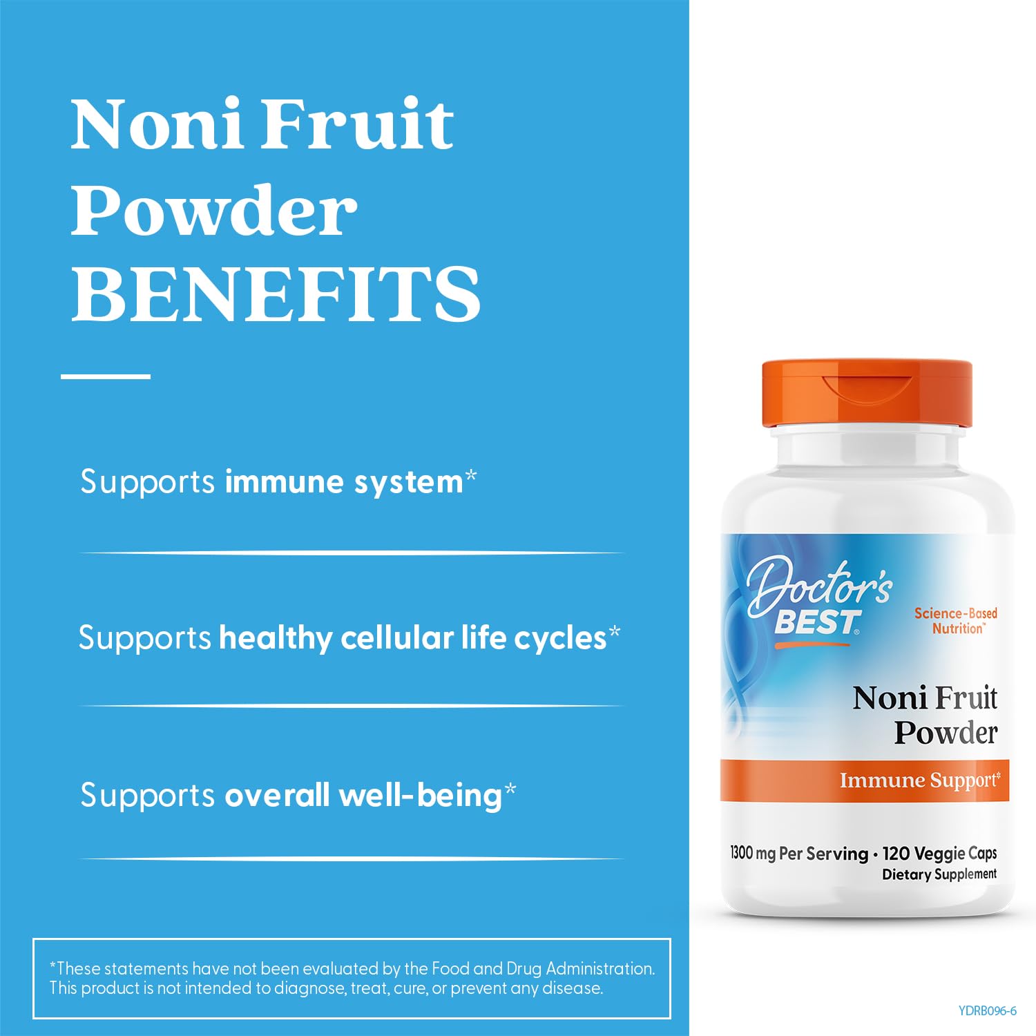 Doctor's Best Noni Concentrate capsules stacked for convenient, everyday antioxidant support