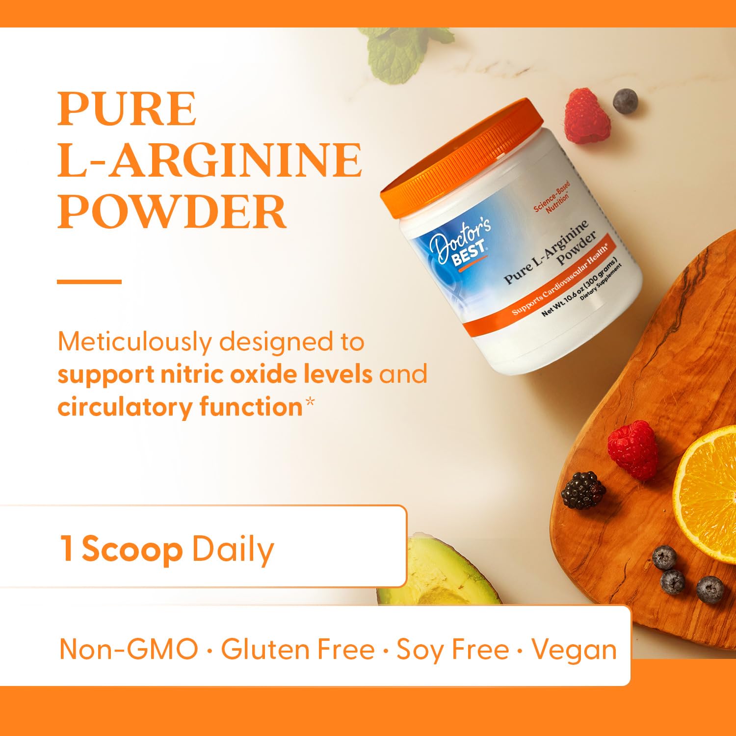Gym setup featuring Doctor's Best L-Arginine powder container for daily support.