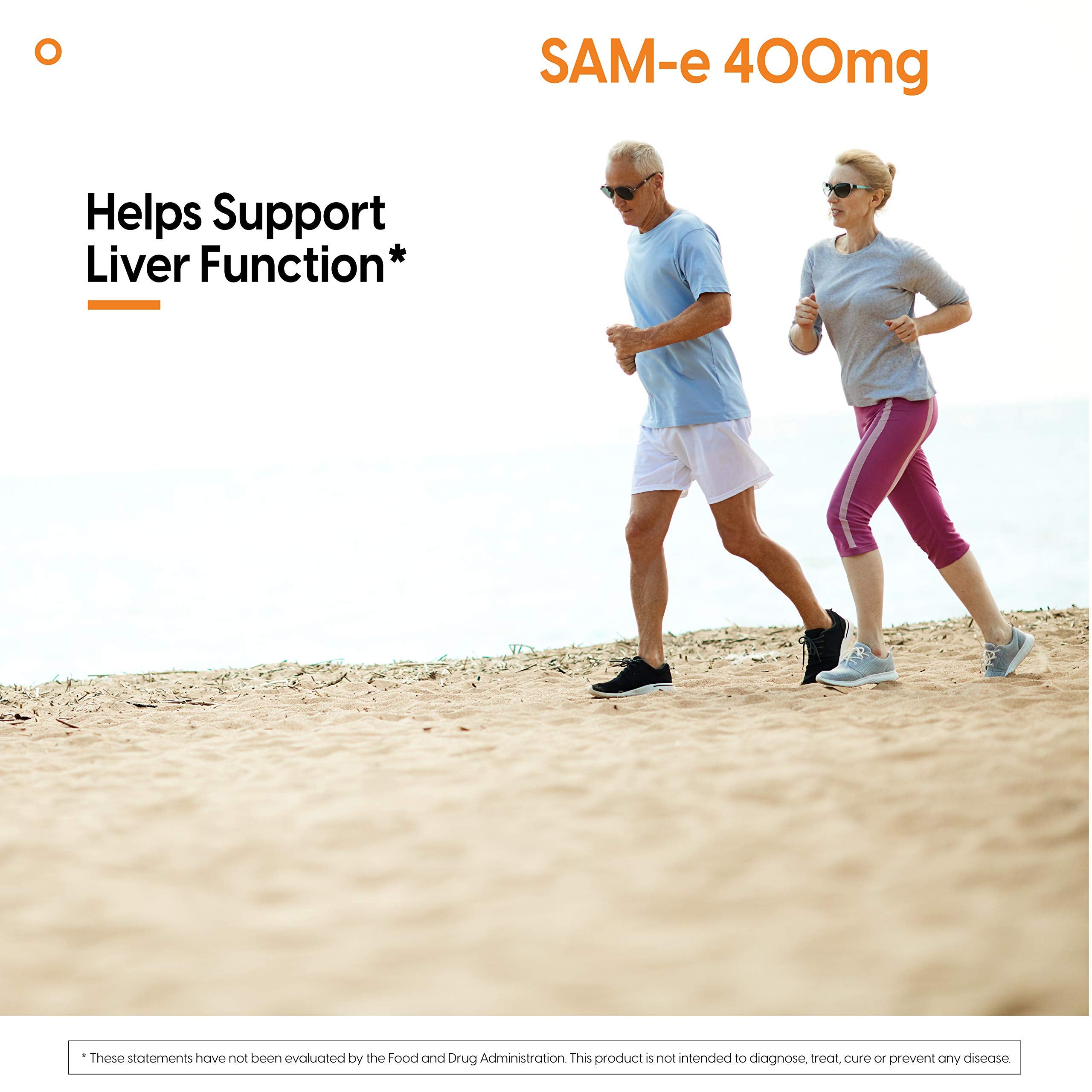 Doctor's Best SAM-e 400 mg bottle back view with usage and ingredient highlights.