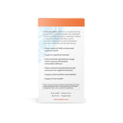 Doctor's Best SAM-e 400 mg enteric-coated tablets shown for digestion-friendly delivery.