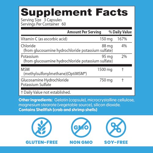 Doctor's Best Synergistic Glucosamine/MSM capsules poured from the bottle