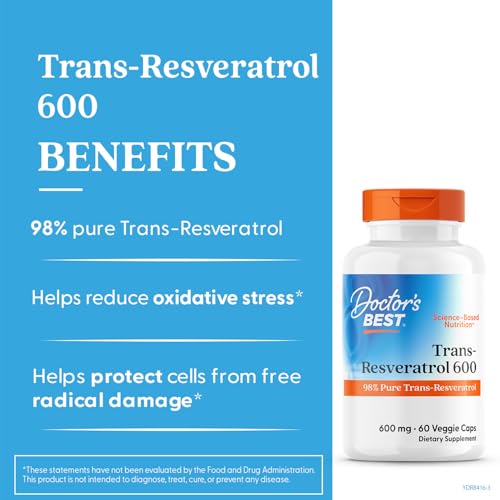 Doctor's Best Trans-Resveratrol 600 capsules show knotweed root origin.