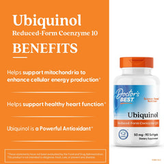 Doctor's Best Ubiquinol ingredient label notes non-GMO and gluten-free formulation.