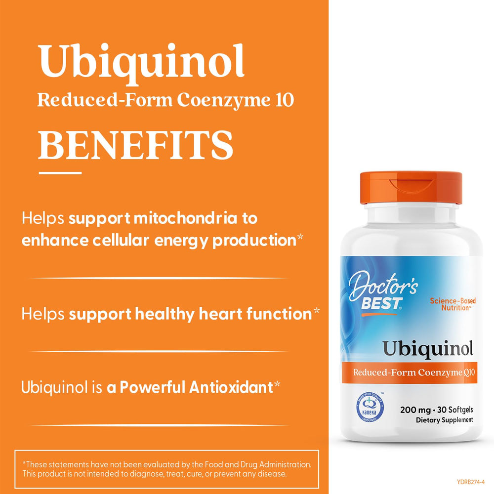Doctor's Best ubiquinol non-GMO seal indicating purity and transparency