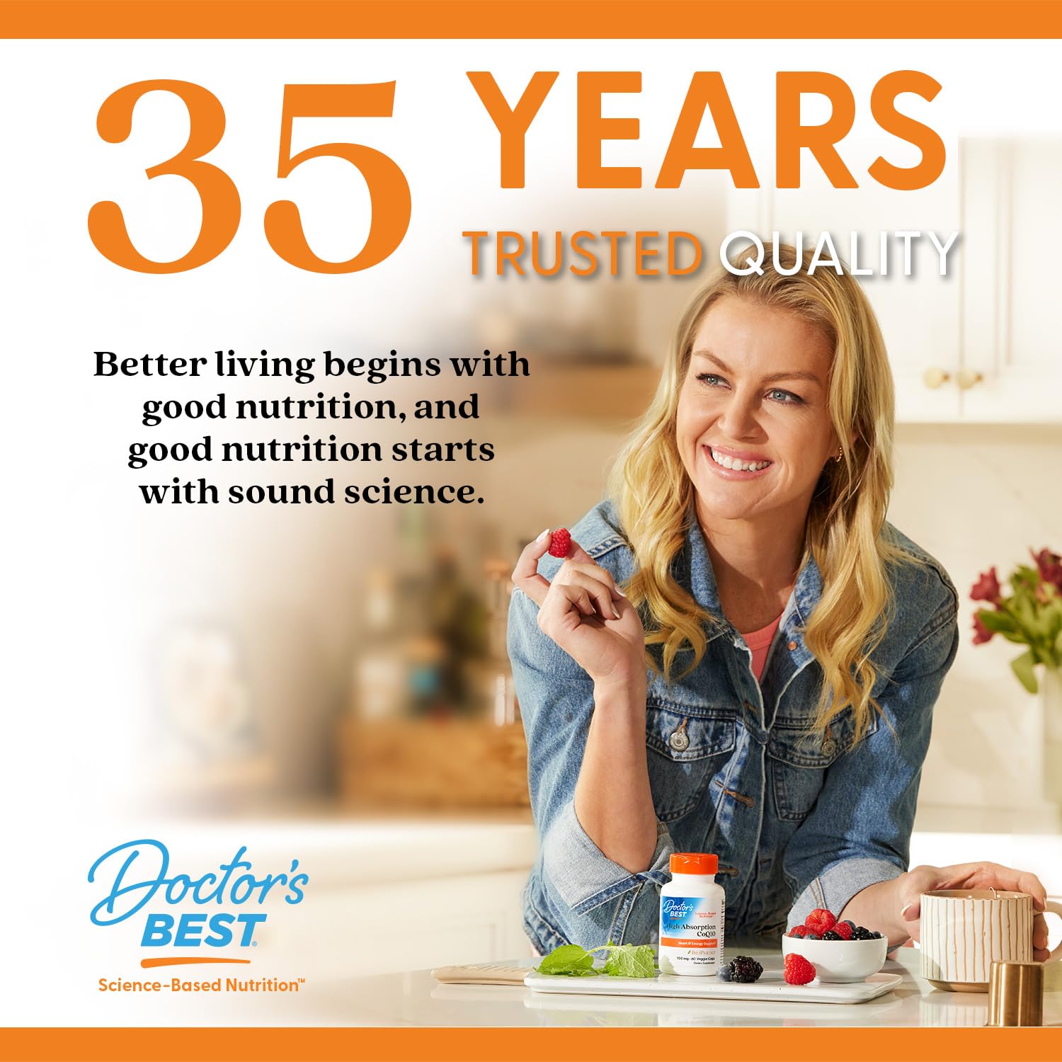 Doctor's Best Ubiquinol packaging with heart health concept visual