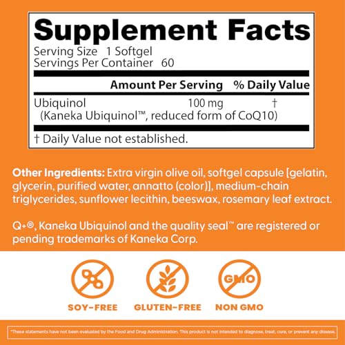 Doctor's Best Ubiquinol softgels close-up showing smooth capsules for daily use