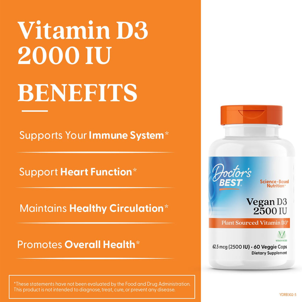 Doctor's Best D3: cápsulas vegetales, beneficio para huesos y sistema inmune
