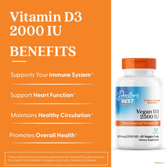 Doctor's Best D3: cápsulas vegetales, beneficio para huesos y sistema inmune