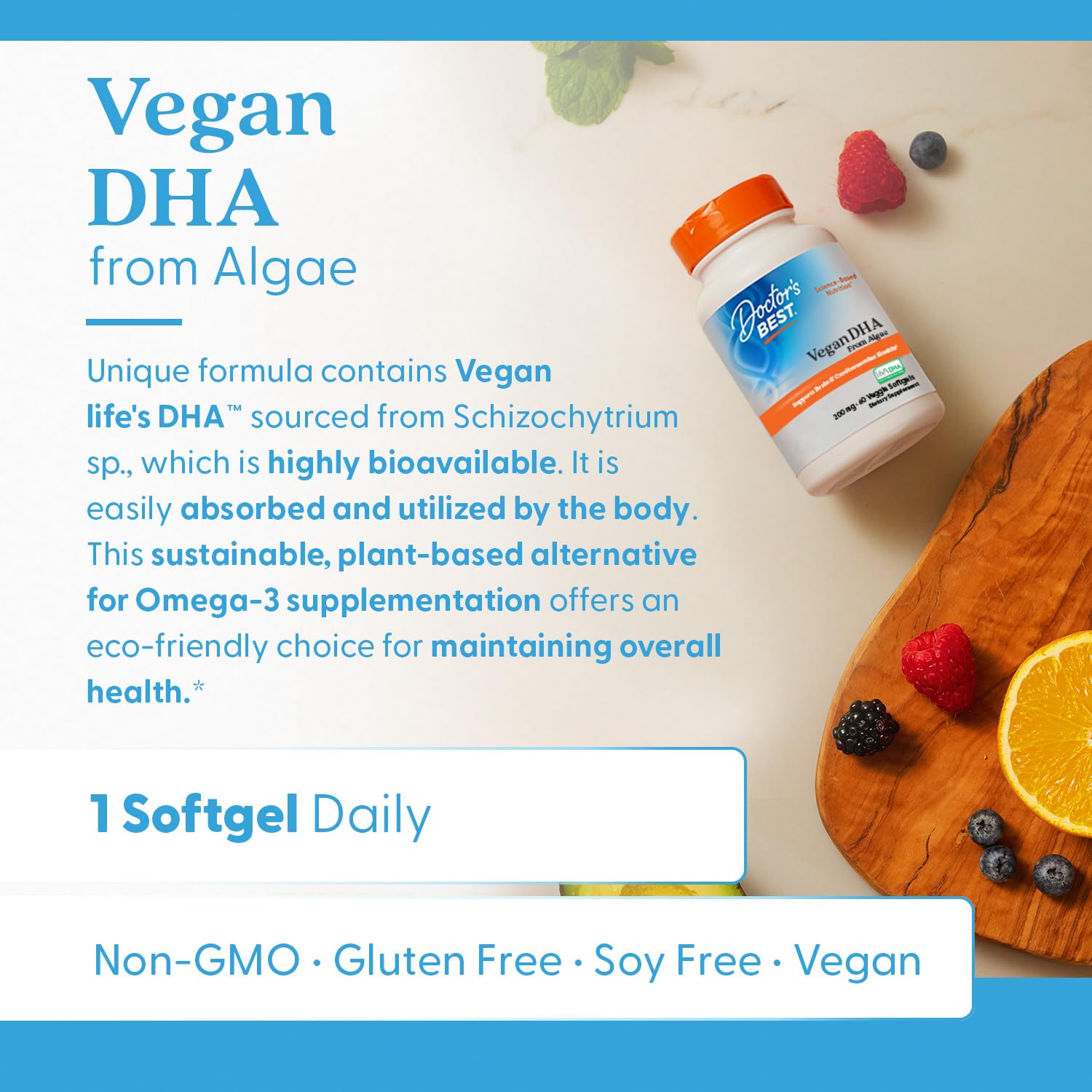 Doctor's Best vegan DHA softgel closeup.