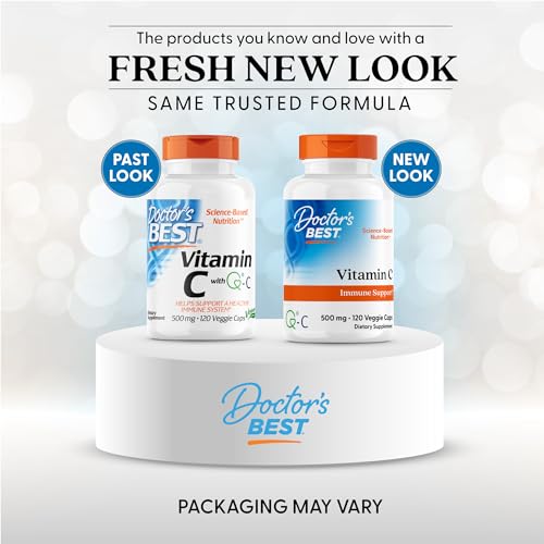 Doctor's Best Vitamin C 500mg bottle label closeup highlighting quality