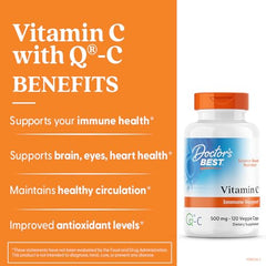 Doctor's Best Vitamin C 500mg capsules outside bottle ready for daily use