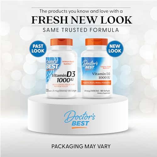 Close-up of Doctor's Best Vitamin D3 softgels for daily bone support.