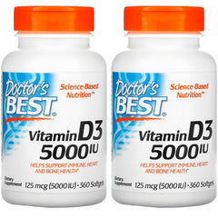 Doctor's Best Vitamin D3 bottle with 360 softgels supports bone health.