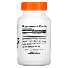 Doctor's Best Vitamin D3 label shows 2-pack convenience and immune support potential.