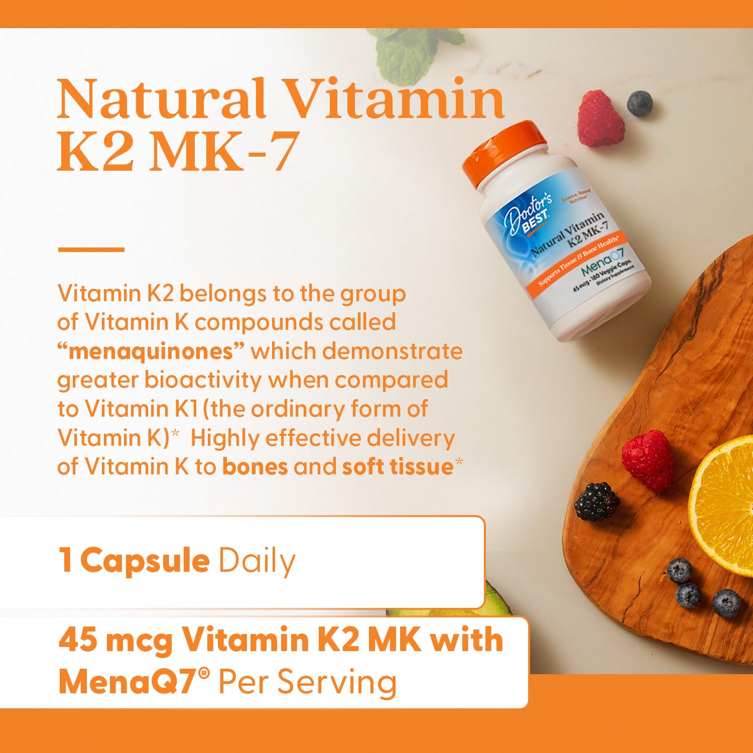 Doctors Best bottle on kitchen counter suggesting convenient daily routine.