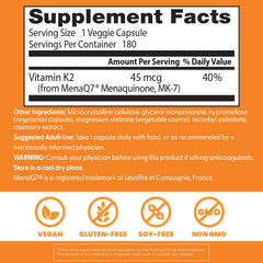 MenaQ7 label on Doctors Best Vitamin K2 MK-7 bottle signals high bioavailability.