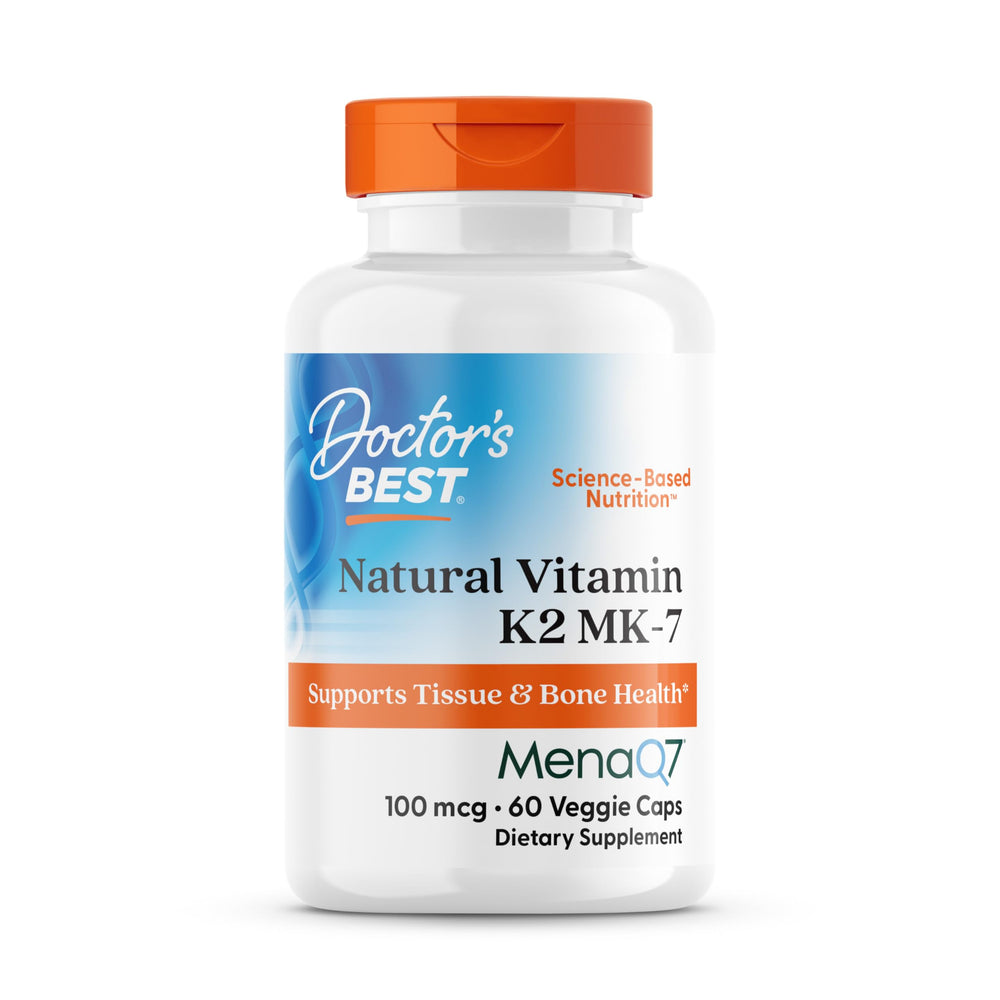 Doctor's Best Vitamin K2 MK-7 bottle shows premium packaging for bone support.