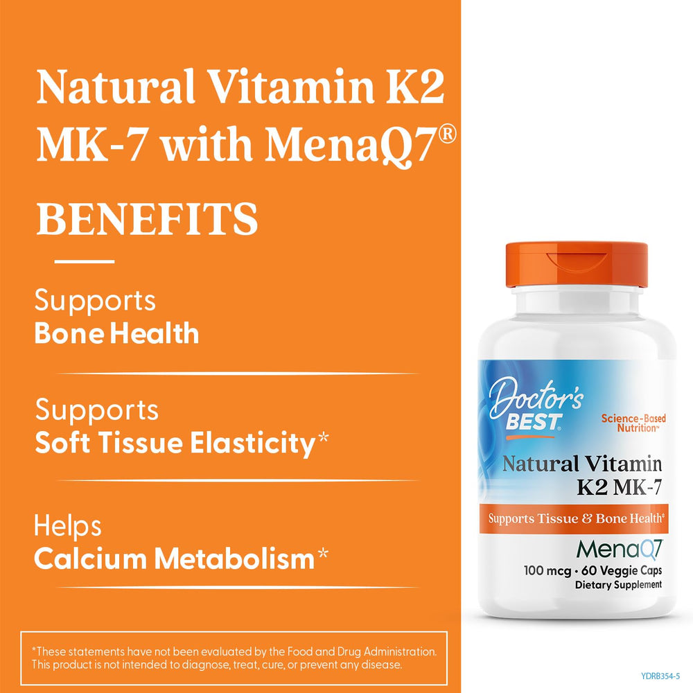 Doctor's Best Vitamin K2 MK-7 capsules provide a highly bioavailable daily option.