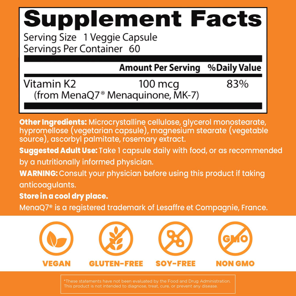Doctor's Best Vitamin K2 MK-7 label front highlights MenaQ7 purity.
