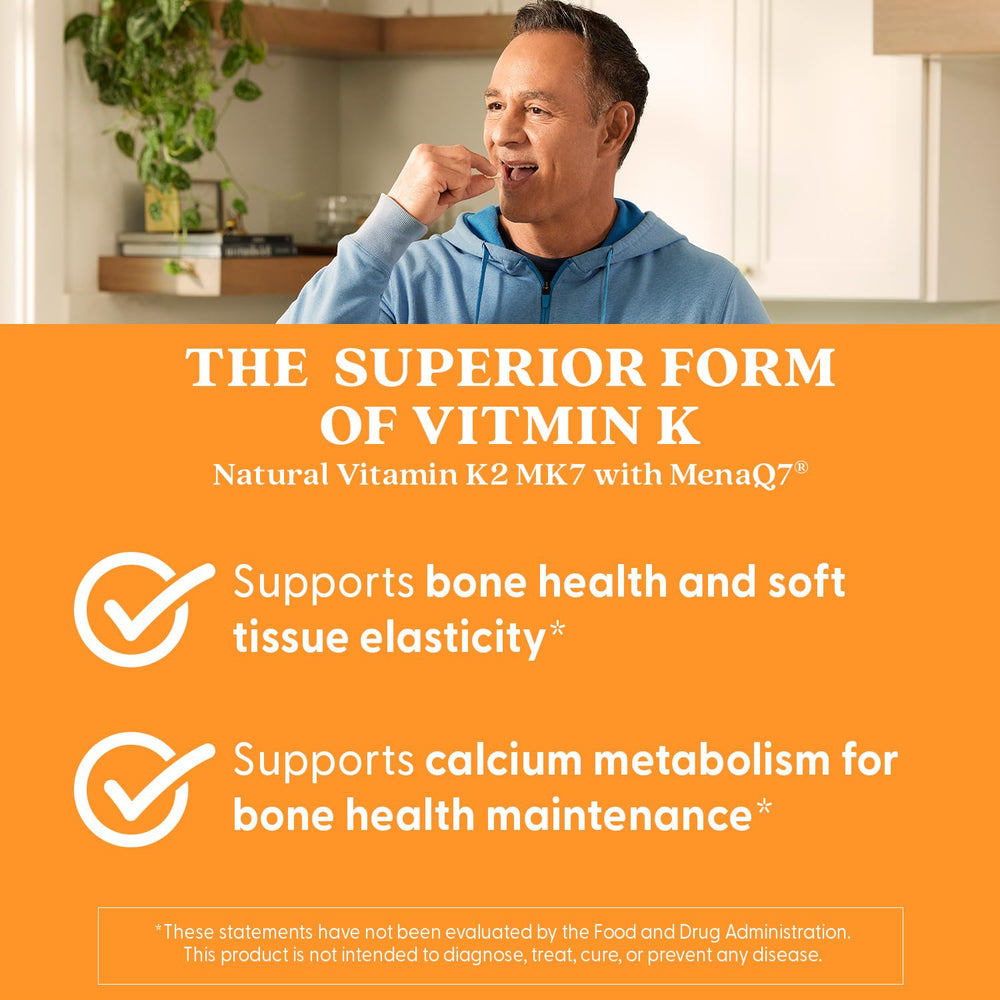 Doctor's Best Vitamin K2 MK-7 vegan GMO-free icon signals dietary compatibility.
