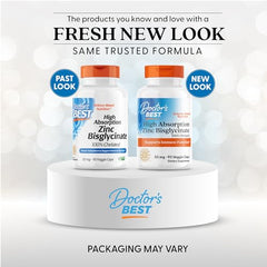 Doctors Best zinc bisglycinate capsules close-up emphasizing chelated form for absorption.