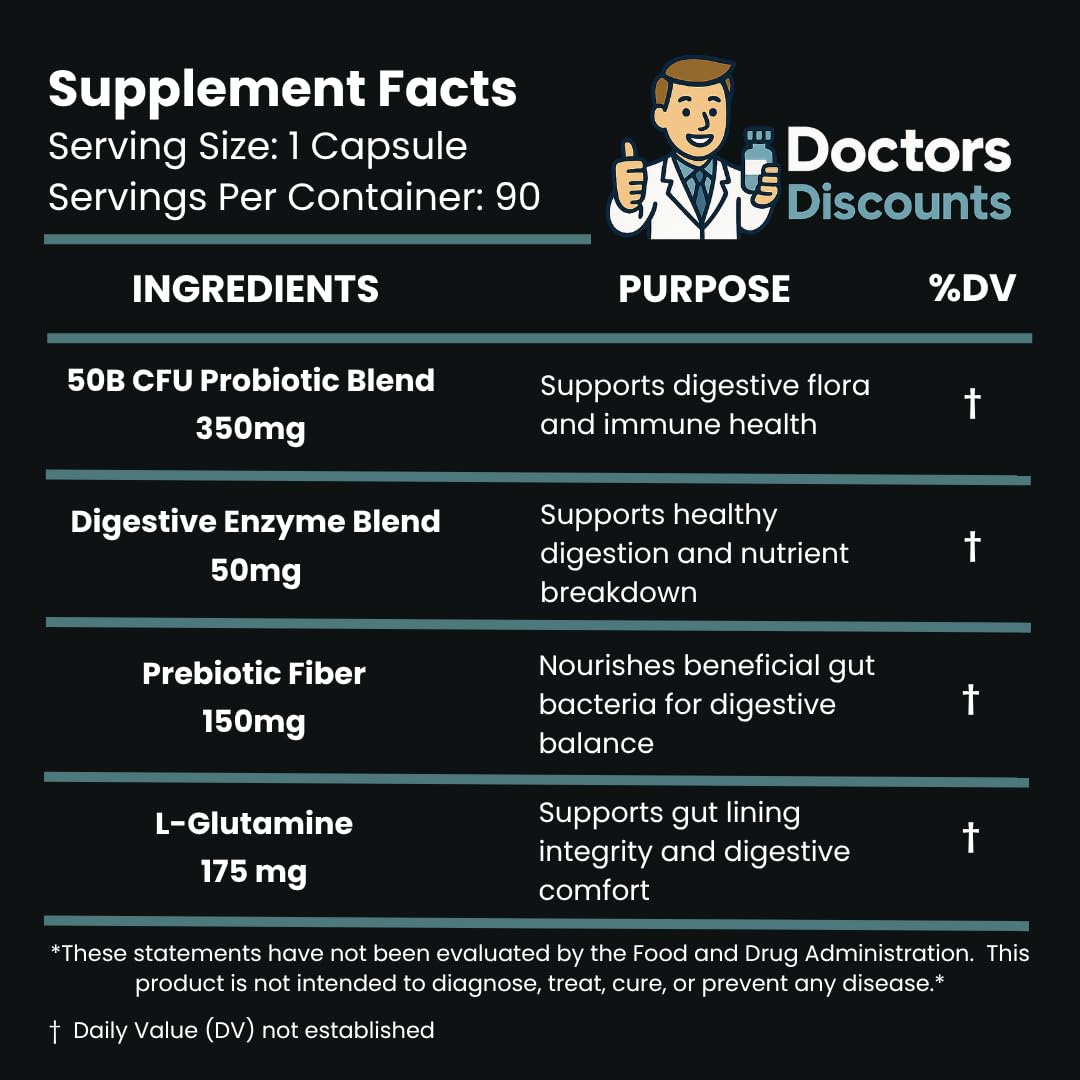 Doctors Discounts Complete Probiotic Gut Support digestive enzymes blend close-up