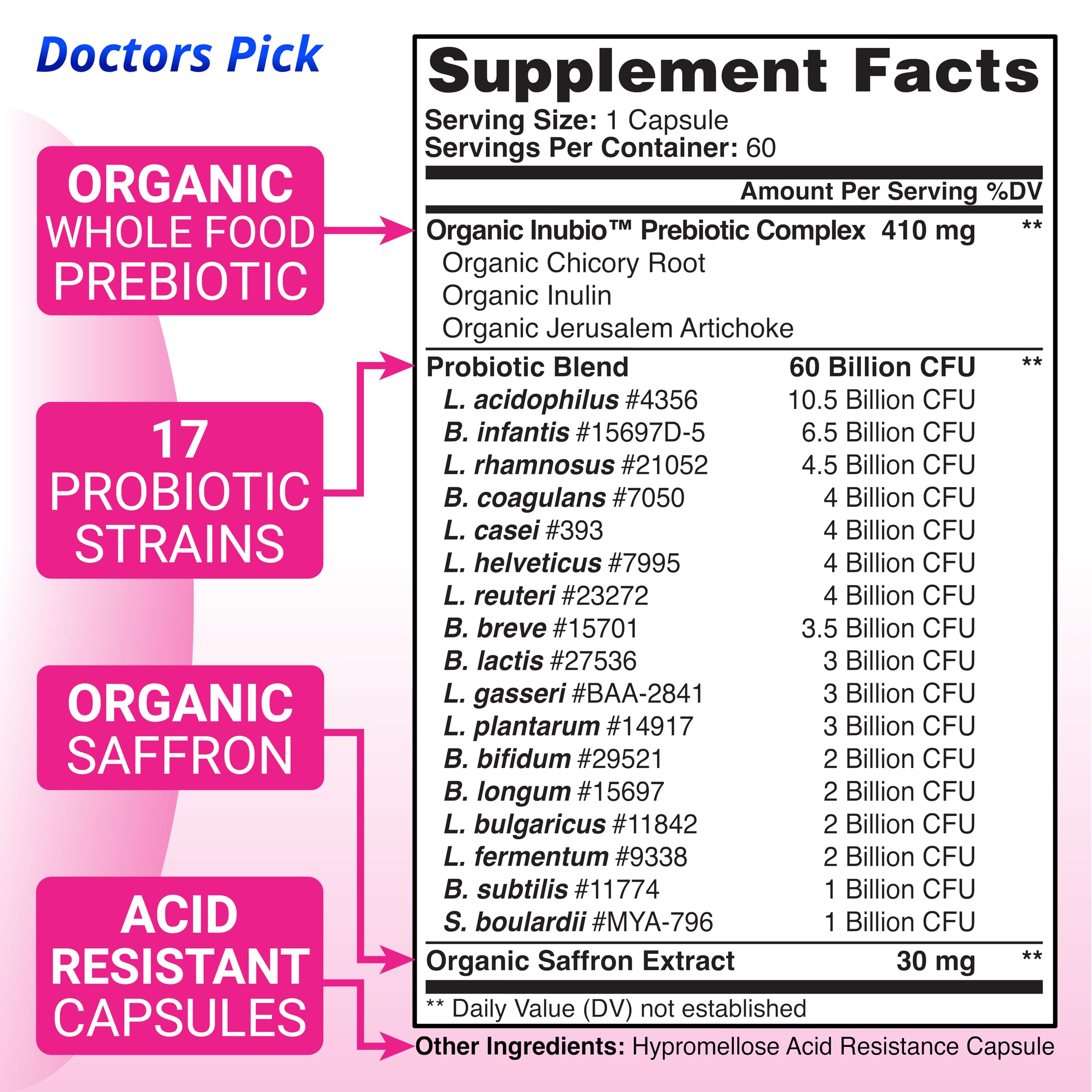 Doctors Pick Fem Pro capsules close-up showing vegan delayed-release coating