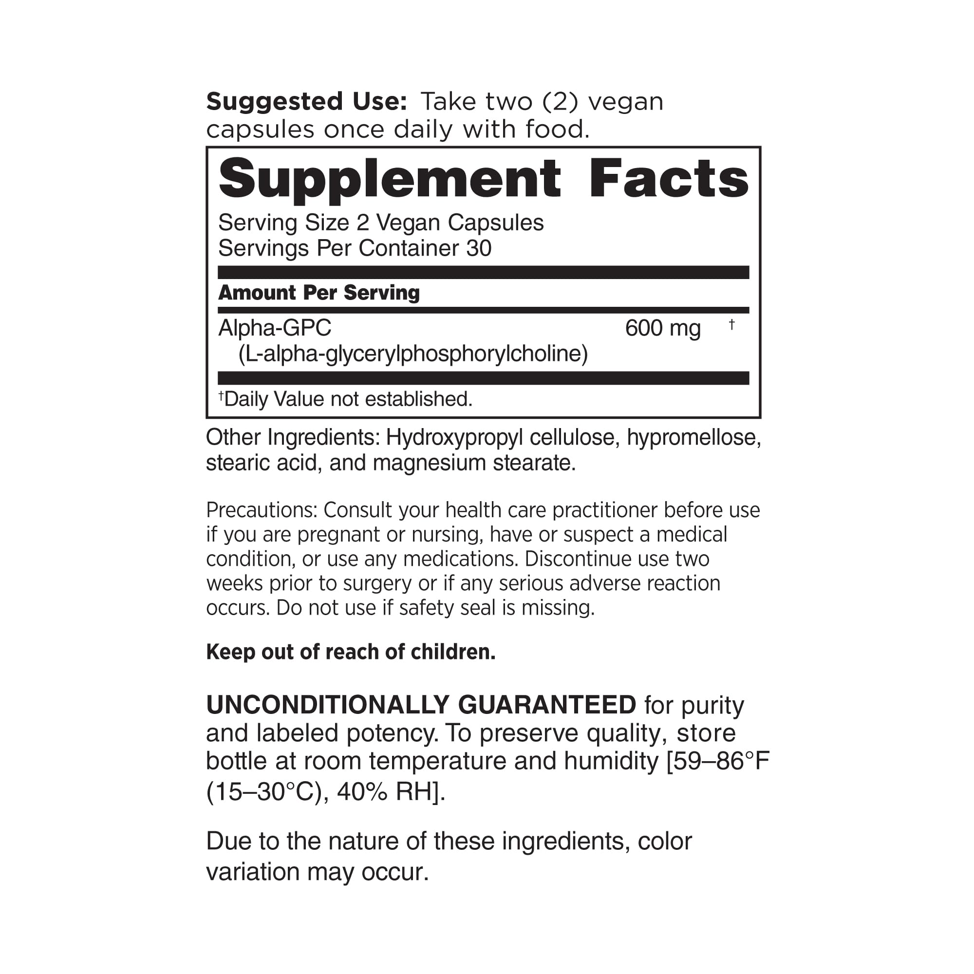 DOCTORS' PREFERRED Alpha GPC capsules, vegan daily supplementation.