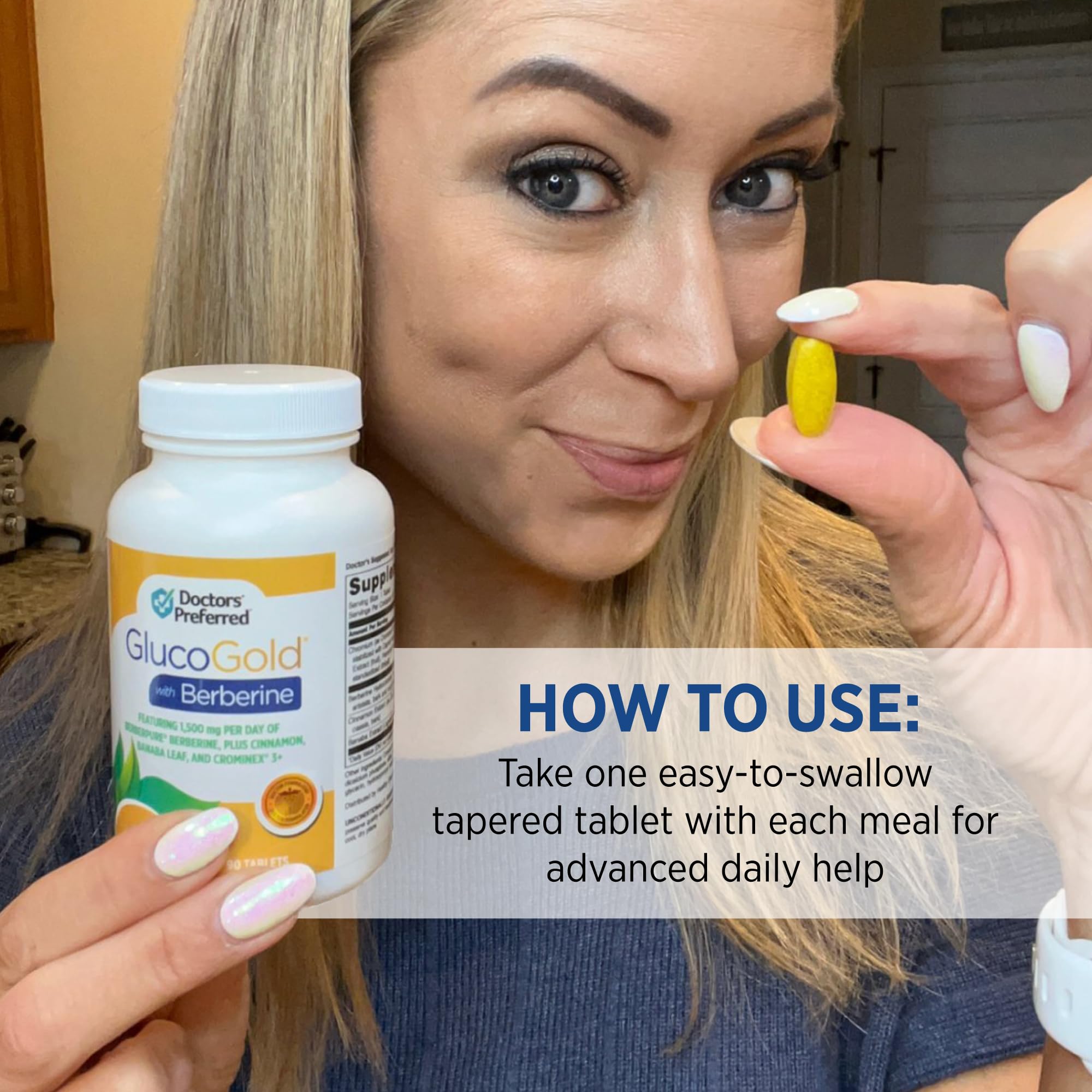 GlucoGold berberine close-up showing potency for daily wellness