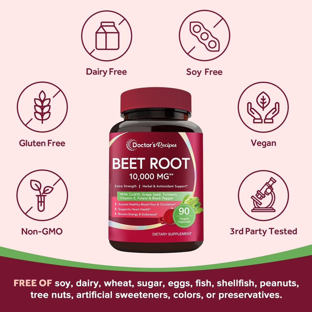 Ingredient blend of Doctor's Recipes Beet Root featuring beet root and CoQ10