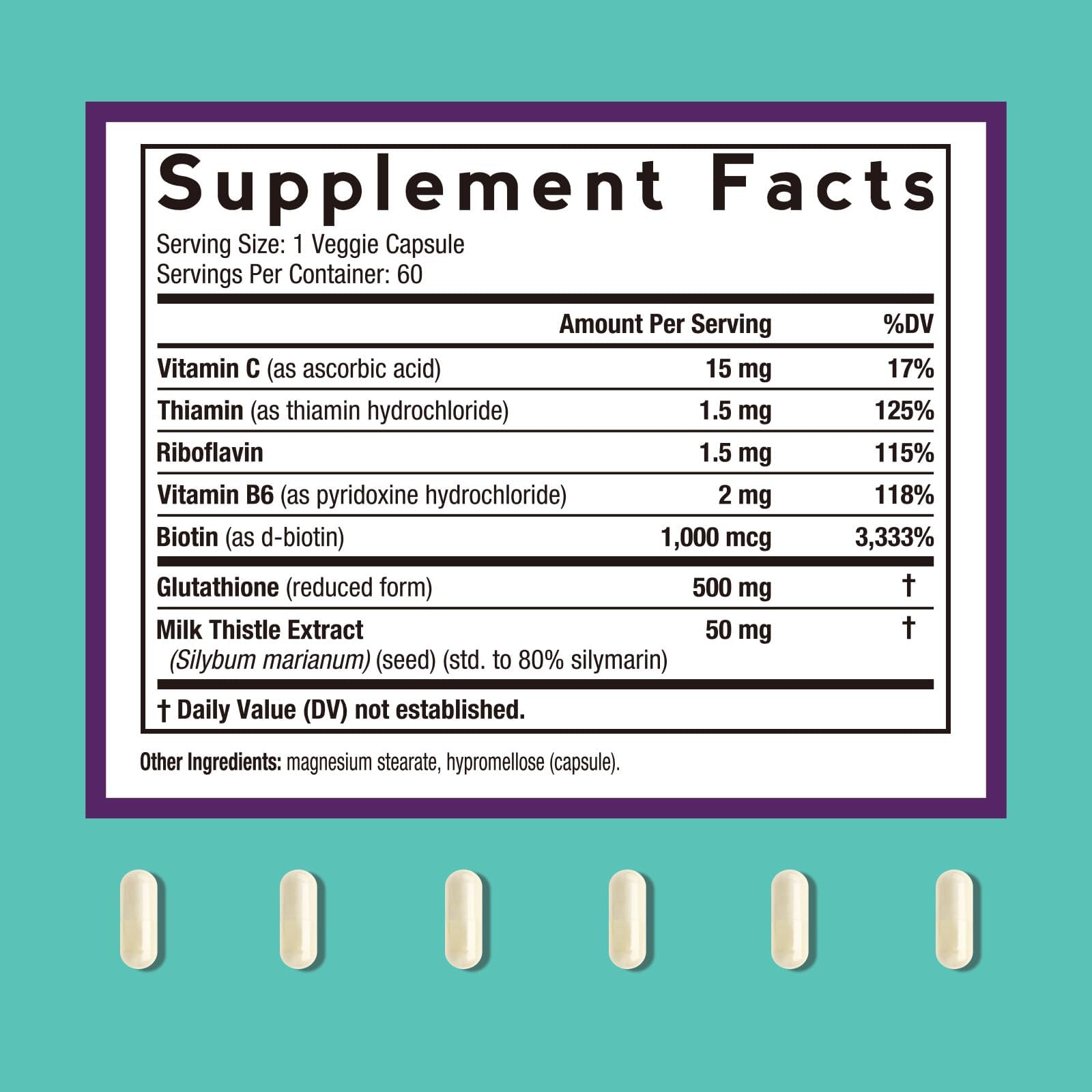 Close-up of Doctor's Recipes Glutathione capsules for easy daily use.