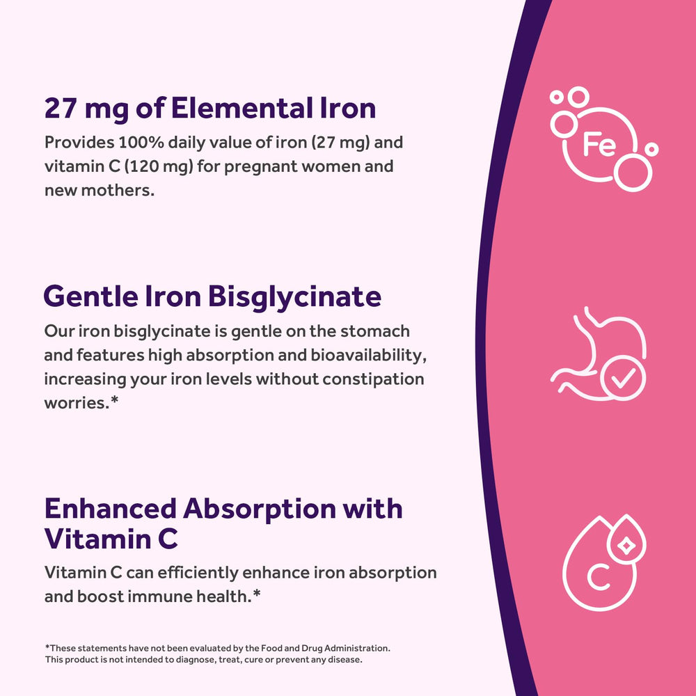 Doctor's Recipes label image highlights 27 mg elemental iron per capsule.
