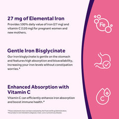 Doctor's Recipes label image highlights 27 mg elemental iron per capsule.