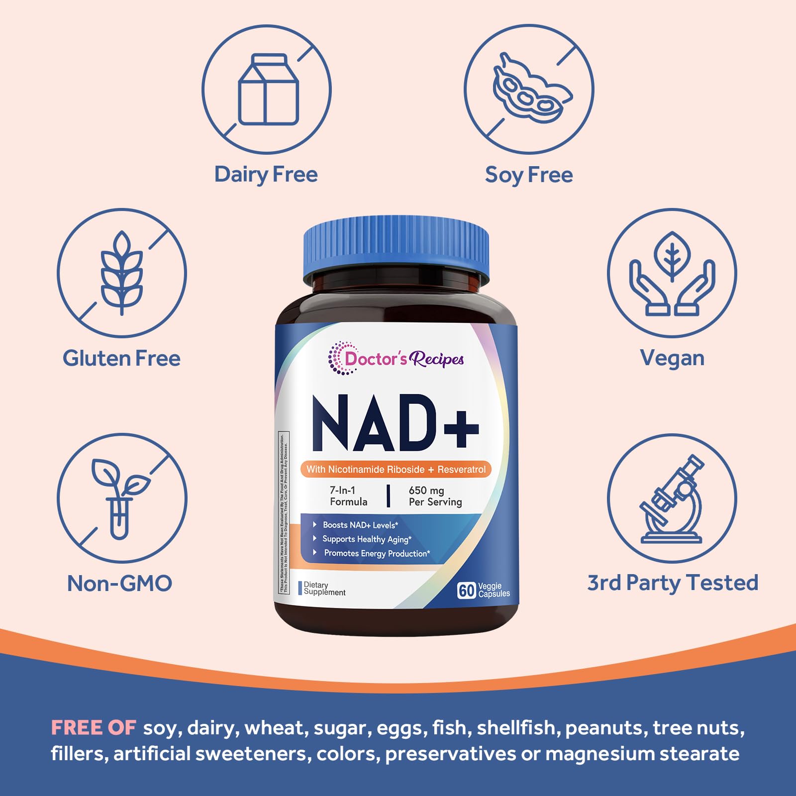 Doctor's Recipes NAD resveratrol matrix for antioxidant protection.
