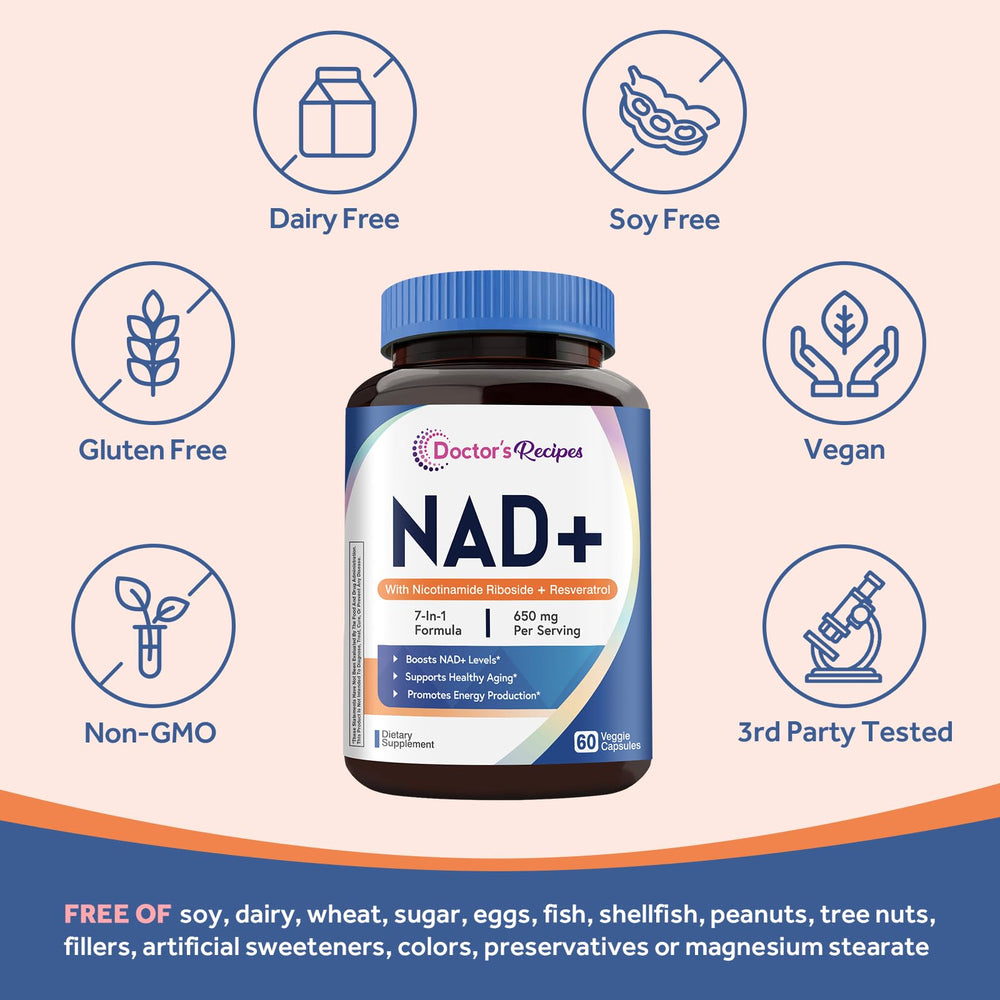 Doctor's Recipes NAD resveratrol matrix for antioxidant protection.
